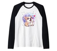 Bulldog Francese Che Ulula alla Luna Amante della Razza di Cani Kawaii Maglia con Maniche Raglan
