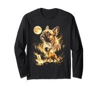 Bulldog Francese Che Ulula alla Luna Meme Maglia a Manica