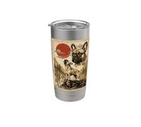 Bulldog francese che ulula vintage Ukiyo-e Arte giapponese Bicchiere termico in acciaio inox doppia parete
