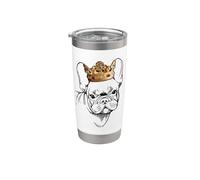 Bulldog francese con corona Bicchiere termico in acciaio inox doppia parete