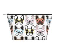 Bulldog francese con gli occhiali, Borsa da toilette Borsa per trucco Borsa per cosmetici Borsa da toilette da viaggio portatile