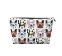Bulldog francese con gli occhiali, Borsa da toilette Borsa per trucco Borsa per cosmetici Borsa da toilette da viaggio portatile