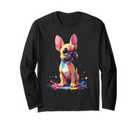 Bulldog Francese con Macchie di Colore - Stile Cartoon Maglia a Manica