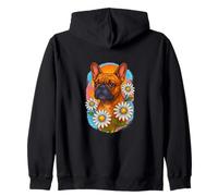 Bulldog Francese con Margherite Carino Floreale Cucciolo Arte Felpa con Cappuccio