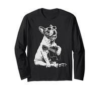 Bulldog Francese con Occhiali da Sole Cane Chitarrista Maglia a Manica