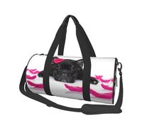Bulldog francese con rosa, Borsone da viaggio di grande capacità Borsa rotonda Borsa da viaggio sportiva Borsa da viaggio Borsa da fitness