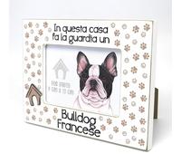 BULLDOG FRANCESE - Cornice per foto con testo. Cornice con motivo di cane. Una foto, una foto con un animale domestico. Da appoggiare o appendere. Un regalo per ogni amante dei cani.