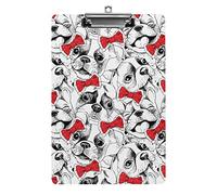 Bulldog Francese Cravatta Rossa Formato A4 Appunti Divertente Estetico Lavoro Studiando Lettera Lavagna per Appunti Standard 12,5×8,5 in Pannello rigido per Aula Scolastica Bambini che scrivono Diseg