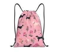 Bulldog francese e fiori Titolo: borsone leggero con coulisse, impermeabile, pieghevole, con tracolla regolabile, ideale per sport, yoga, viaggi e scuola, Nero , M