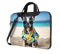 bulldog francese estate Laptop Tote Bag per gli uomini donne del manicotto del computer portatile borsa della spalla della borsa del messaggero del computer, nero, 13 inch