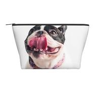 Bulldog francese felice del cane curioso, Borsa da toilette Borsa per trucco Borsa per cosmetici Borsa da toilette da viaggio portatile