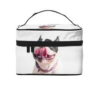 Bulldog francese felice del cane curioso, Borsa per il trucco Borsa per cosmetici Borsa da viaggio portatile da viaggio Astuccio per matite