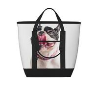 Bulldog francese felice e curioso,Borsa porta pranzo grande capacità isolata per donne e uomini, lavoro, picnic, viaggi