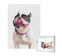 Bulldog francese felice e curioso,Puzzle in legno da 500 pezzi per adulti e adolescenti