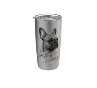 Bulldog francese fine art con testo curvo Bicchiere termico in acciaio inox doppia parete