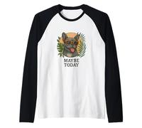 Bulldog francese forse oggi stampato stile cucito incrociato Maglia con Maniche Raglan