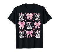 Bulldog francese Frenchie Dog Mom Girl Coquette Bow Rosa Maglietta