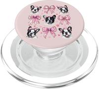 Bulldog francese Frenchie Dog Mom Girl Coquette Bow Rosa PopSockets PopGrip per MagSafe