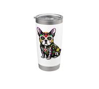 Bulldog francese Frenchie Messicano Sugar Skull Calavera Messico Bicchiere termico in acciaio inox doppia parete