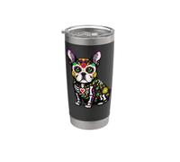 Bulldog francese Frenchie Messicano Sugar Skull Calavera Messico Bicchiere termico in acciaio inox doppia parete