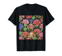 Bulldog francese Gerani Rosa Blu Fiori Vintage Maglietta