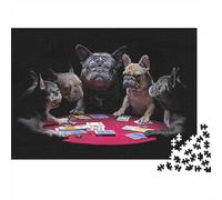 Bulldog Francese Gioca a Carte Puzzle 1000 Pezzi Puzzle per Adulti Tavolo di Gioco Animali Gioco di Puzzle 1000 Pezzi Rilassamento Casa Regalo 38x26cm/1000pcs