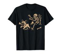 Bulldog Francese Halloween Frenchie Skeleton Chase Spooky Maglietta