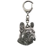 Art-Dog Portachiavi simpatico cane - Collezione esclusiva Portachiavi simpatico French Bulldog I - Graziosi portachiavi placcati in argento con lucchetto da 2,5 cm - 5,2x3,9x9 cm