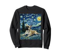 Bulldog Francese in Stile Notte Stellata Pittura Van Gogh Felpa