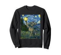 Bulldog Francese in Stile Notte Stellata Pittura Van Gogh Felpa