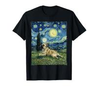 Bulldog Francese in Stile Notte Stellata Pittura Van Gogh Maglietta