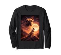 Bulldog Francese Mistico Vintage ululando alla Luna Maglia a Manica