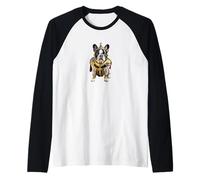 Bulldog Francese nei Panni di Un Gladiatore Romano Maglia con Maniche Raglan