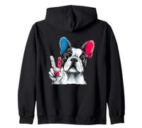 Bulldog Francese Segno della Pace retrò Pop Cane Gesto Grafico Felpa con Cappuccio