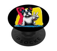 Bulldog francese segno della pace retrò pop cane gesto grafico PopSockets PopGrip Adesivo