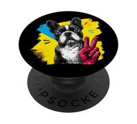 Bulldog francese segno della pace retrò pop cane gesto grafico PopSockets PopGrip Adesivo