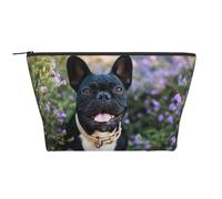 Bulldog francese si trova nel design dei fiori, Borsa da toilette Borsa per trucco Borsa per cosmetici Borsa da toilette da viaggio portatile