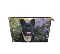 Bulldog francese si trova nel design dei fiori, Borsa da toilette Borsa per trucco Borsa per cosmetici Borsa da toilette da viaggio portatile