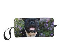 Bulldog francese si trova nel design dei fiori, Borsa per il trucco Borsa per cosmetici Borsa da toilette da viaggio portatile Borsa per trucco Organizer
