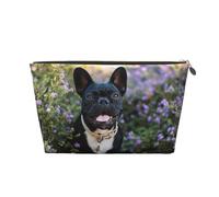 Bulldog francese si trova nel design dei fiori, Borsa per il trucco Borsa per cosmetici Borsa da toilette da viaggio portatile Borsa da toilette