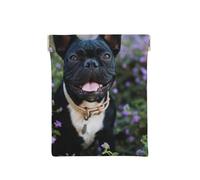 Bulldog francese si trova nel design dei fiori, Spremere il portafoglio superiore da donna Borsa portaoggetti Piccola portamonete Portamonete