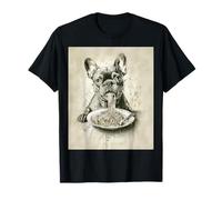 Bulldog Francese Spaghetti Monochrome Art Black White Dog Maglietta