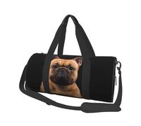 Bulldog francese sul nero, Borsone da viaggio di grande capacità Borsa rotonda Borsa da viaggio sportiva Borsa da viaggio Borsa da fitness