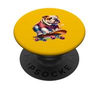 Bulldog francese sul pattinaggio Regali di cani dolci PopSockets PopGrip Adesivo