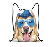 Bulldog francese Titolo: borsone leggero con coulisse, impermeabile, pieghevole, con tracolla regolabile, ideale per sport, yoga, viaggi e scuola, Nero , M