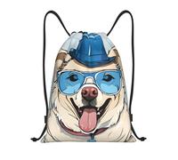 Bulldog francese Titolo: borsone leggero con coulisse, impermeabile, pieghevole, con tracolla regolabile, ideale per sport, yoga, viaggi e scuola, Nero , M