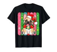 Bulldog Francese Tropicale Cappello di Babbo Natale Holiday Dog Maglietta