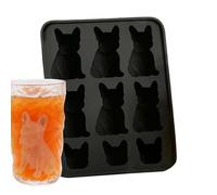 Bulldog Ice Mold - Create Fun 3D Dog Shaped Içe Cubes | French Bulłdog Tray With Easy Release Leak-Proøf Lid | For Whiskey, Cocktail, And Parties, Reusable Food Grade Silicõne, 9 Grids