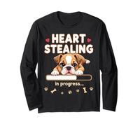 Bulldog inglese a forma di cuore, regalo divertente per cuccioli di bulldog Maglia a Manica
