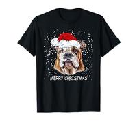 Bulldog Inglese Babbo Natale Luci Natale Ragazzi Maglietta